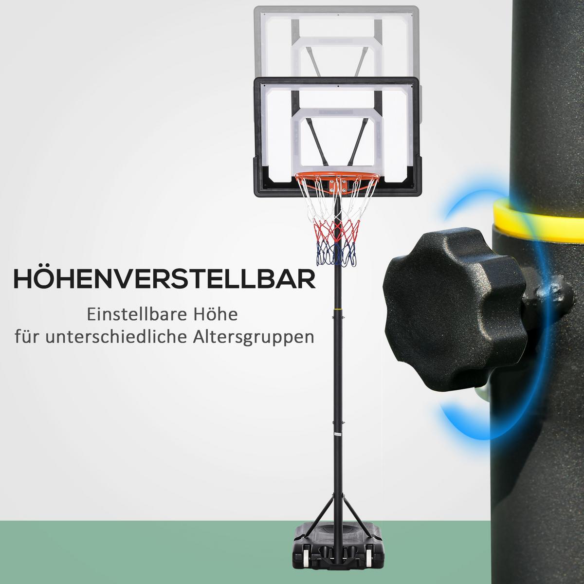 BASKETBALLSTÄNDER höhenverstellbar Basketballanlage für Jugendliche Stahl - Schwarz, Metall (75/83cm) - HOMCOM