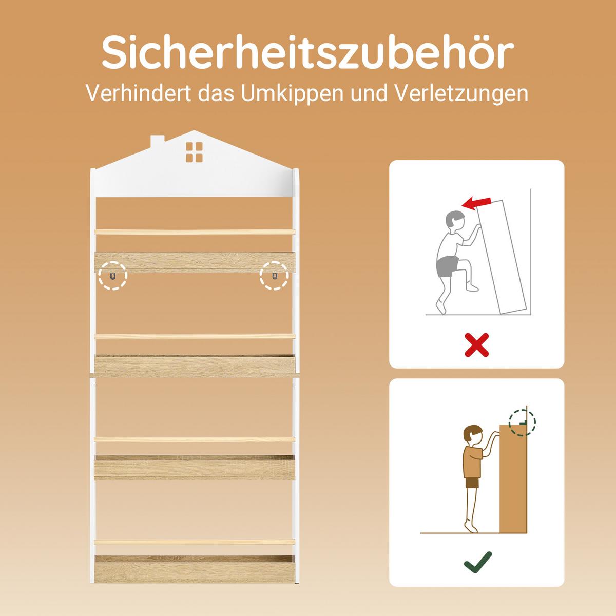 KINDER BÜCHERREGAL mit 4 Ablagen, Weiß - Weiß, Holz/Holzwerkstoff (60/130.5/15cm) - SoBuy