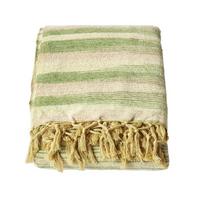 WOHNDECKE Chenille 220/240 cm, 100% Baumwolle gestreift - Grün, Textil (220/240cm) - Homescapes