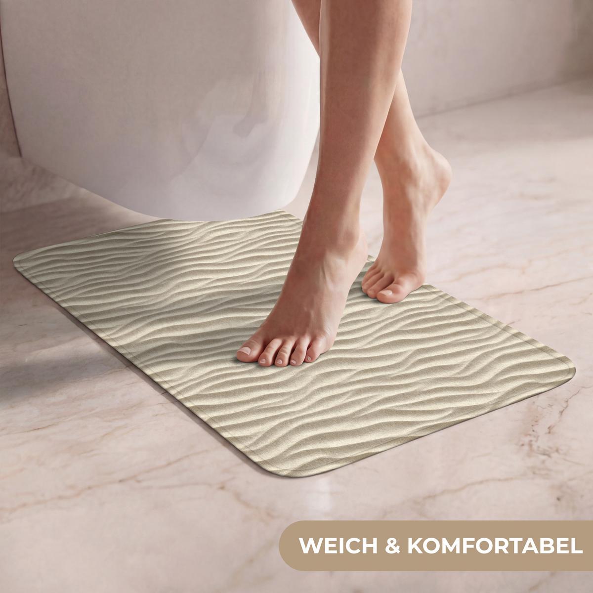 WC-VORLEGER Sand - Wellen - Beige WC Teppich 40x60 cm - Beige, Textil (40/1cm) - OnlyWow