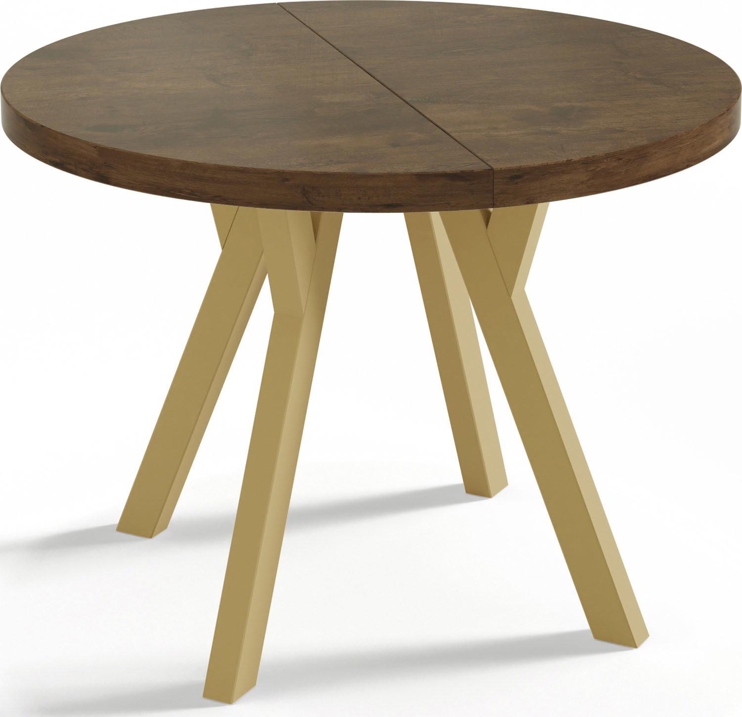 ESSTISCH Mateo runder ausziehbarer, Lefkas Eiche 100-200/100/76 cm - Alteiche/Goldfarben, Holz/Holzwerkstoff (100/200/76cm) - WFL GROUP
