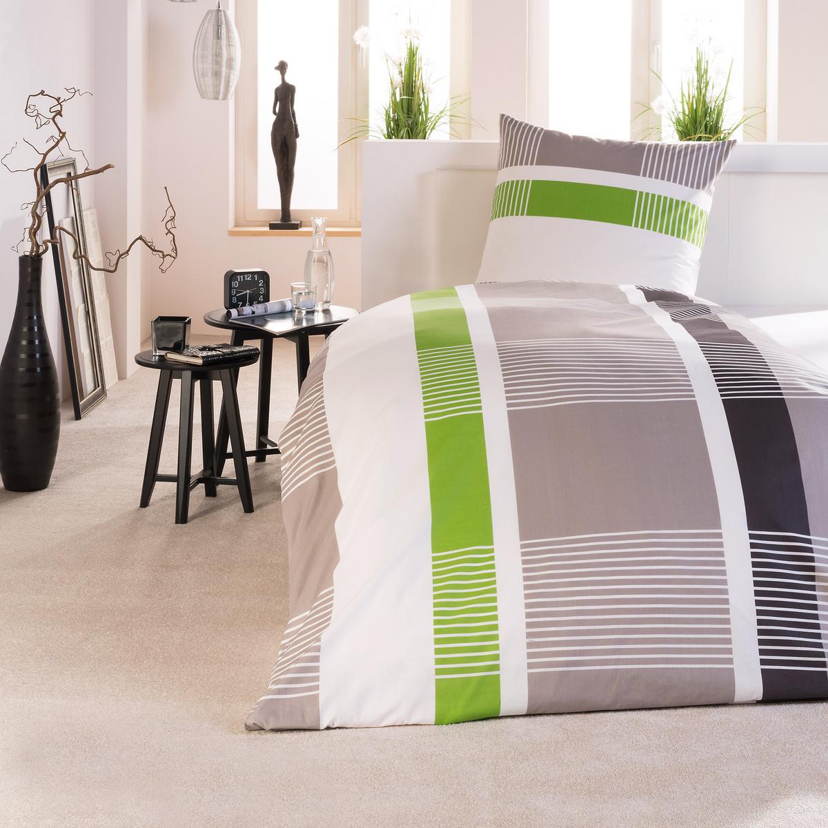 BETTWWÄSCHE Dana 155/220 cm + Kissenbezug 80/80 cm Gestreift Renforcé - Multicolor, Textil (155/220cm)