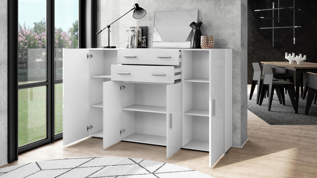 HIGHBOARD Aron Fronten in Schwarz Hochglanz - Schwarz Hochglanz, Holzwerkstoff (166.5/106.5/35cm) - Vladon