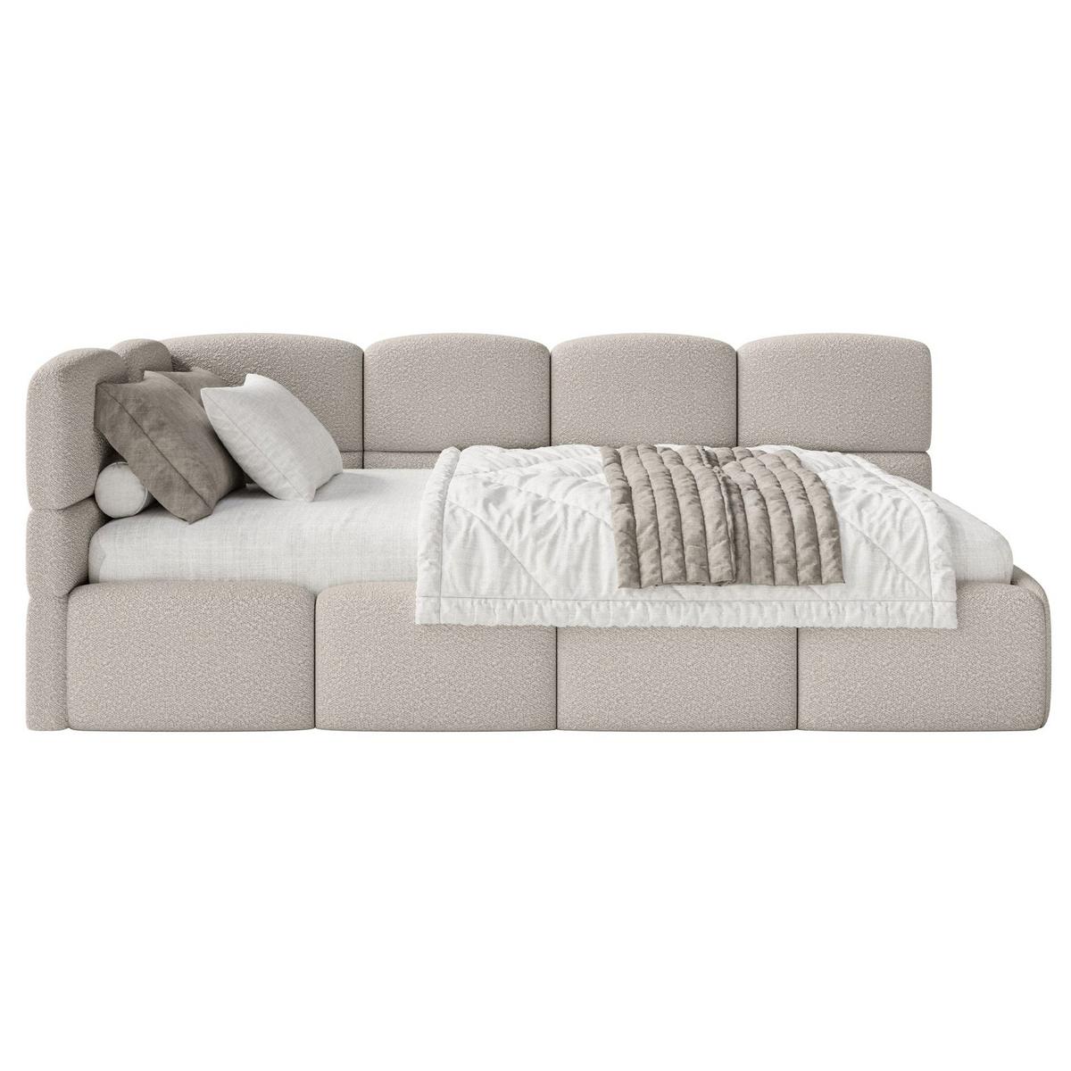 JUGENDBETT Cloudy links Bouclé Greige - Taupe, Kunststoff/Textil (90/200cm) - Selsey