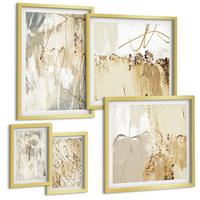 BILDER SET 5er Set - 50x50 cm & 20x30 cm & 40x60 cm Goldrahmen - Haus am Wasser, Toastsegelboot - Goldfarben, Kunststoff (40/60cm) - TULUP