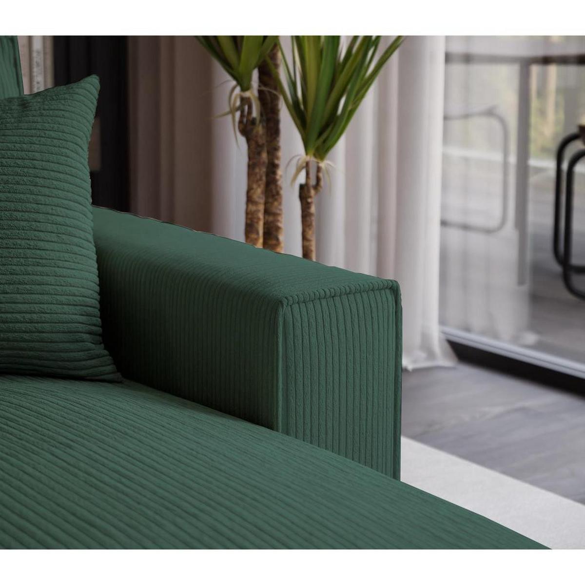 ECKSOFA Parys mit Schlaffunktion und universeller Ottomane, dunkelgrün - Dunkelgrün/Schwarz, Kunststoff/Textil (290/185cm) - Beautysofa