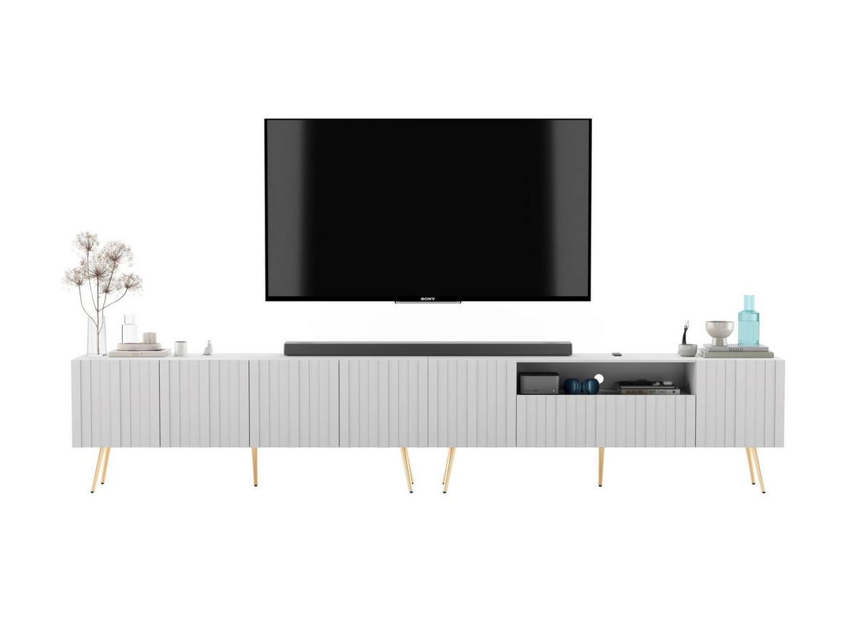 TV-LOWBOARD 2er-Set Elpis2 Weiß matt mit schwarzen Metallbeinen150 cm - Schwarz/Weiß, Holzwerkstoff (300/60.5/36.5cm) - Meble Lindner