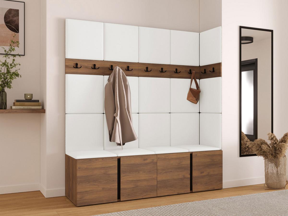 GARDEROBEN-SET Orion II - Nussbaumfarben/Weiß, Holzwerkstoff/Kunststoff (168/186/46cm) - MIRJAN24