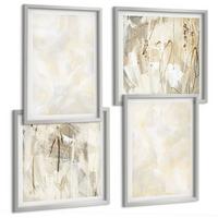BILDER SET 4er Set - 50x50 cm & 40x60 cm Silberner Rahmen - Helles Strukturfarbendesign - Silberfarben, Kunststoff (50/50cm) - TULUP