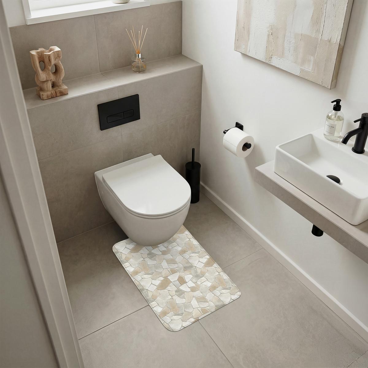 WC-VORLEGER Mosaik - Steine - Beige WC Teppich 40x60 cm - Beige, Textil (40/1cm) - OnlyWow