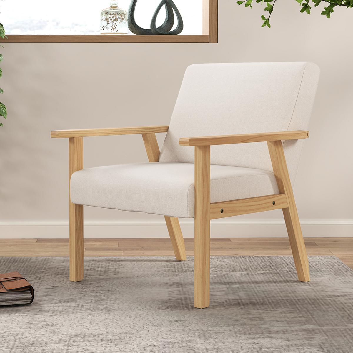 SESSEL mit Armlehnen, 64 x 70 x 72 cm, Cremeweiß - Weiß, Textil (70/72/64cm) - HOMCOM