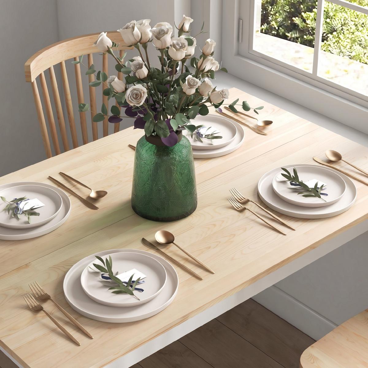 ESSTISCH Kiefernholz Natur - Naturfarben/Weiß, Holz (120/75/75cm) - HOMCOM