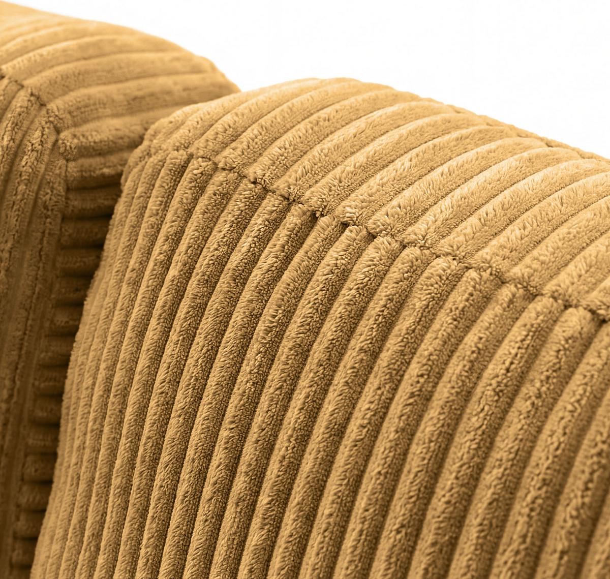 ECKSOFA Cora mit Schlaffunktion & Stauraum, Universell Rechts/Links, Senfgelb Cord Chenille 260/82/160 cm - Gelb/Schwarz, Kunststoff/Textil (250/160cm) - WFL GROUP