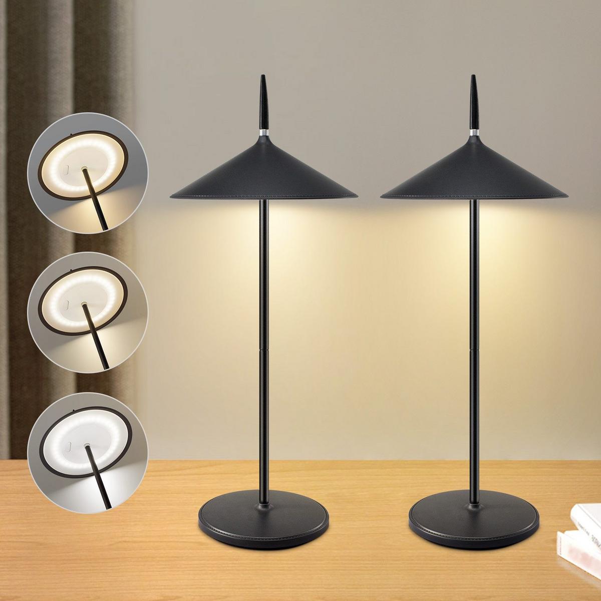 TISCHLEUCHTE Leuchtig 15.4/11.5/37.6cm（2er-set） - Schwarz, Kunststoff/Metall (15.4/11.5/37.6cm) - ZMH
