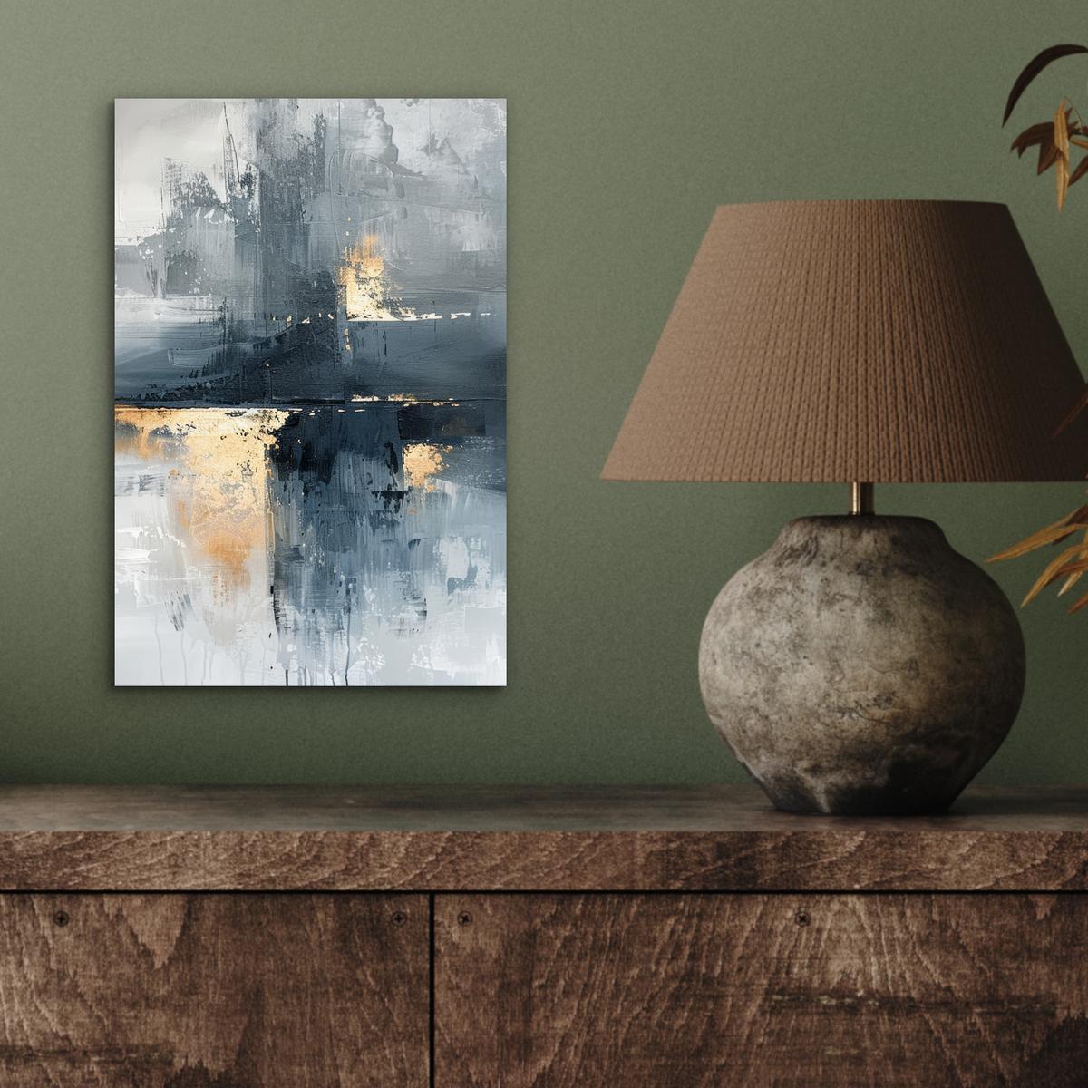 METALLBILD Kunst - Grau - Gold - Abstrakt 20x30 cm - Dunkelgrau, Metall (20/30cm) - MuchoWow