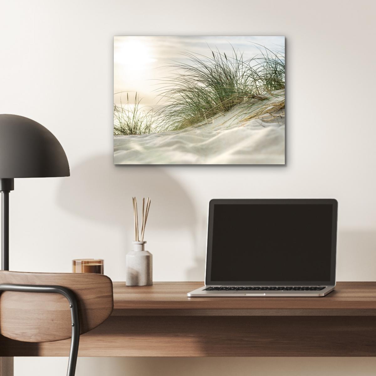 METALLBILD Dünen mit Strandhafer in der Sonne des Nationalparks Schleswig-Holsteinisches Wattenmeer 40x30 cm - Creme, Metall (40/30cm) - MuchoWow