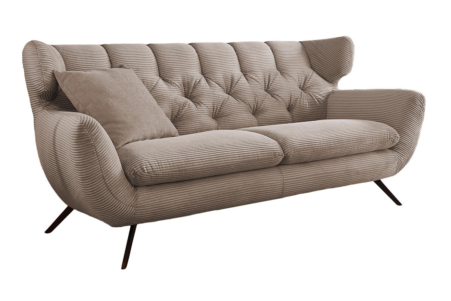 SOFA CHARME Taupe Cord - Taupe/Schwarz, Textil/Metall (225/94/95cm) - KAWOLA