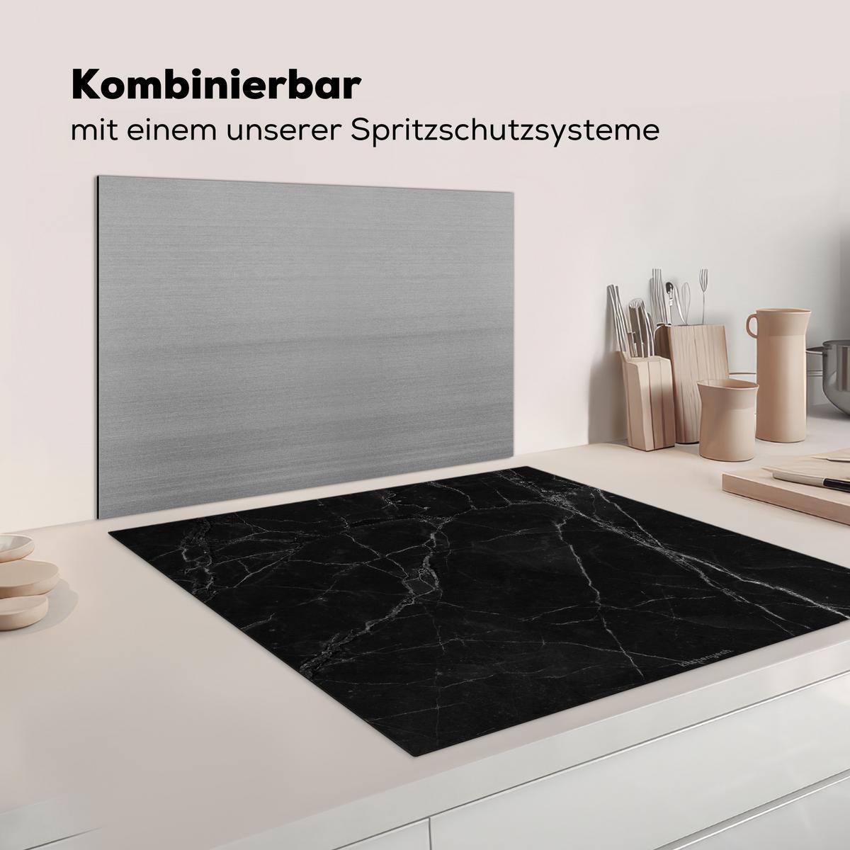 HERDABDECKPLATTE Schwarz - Marmor Induktionsmatte 78x78 cm - Schwarz, Kunststoff (78/78/0.2cm) - MuchoWow