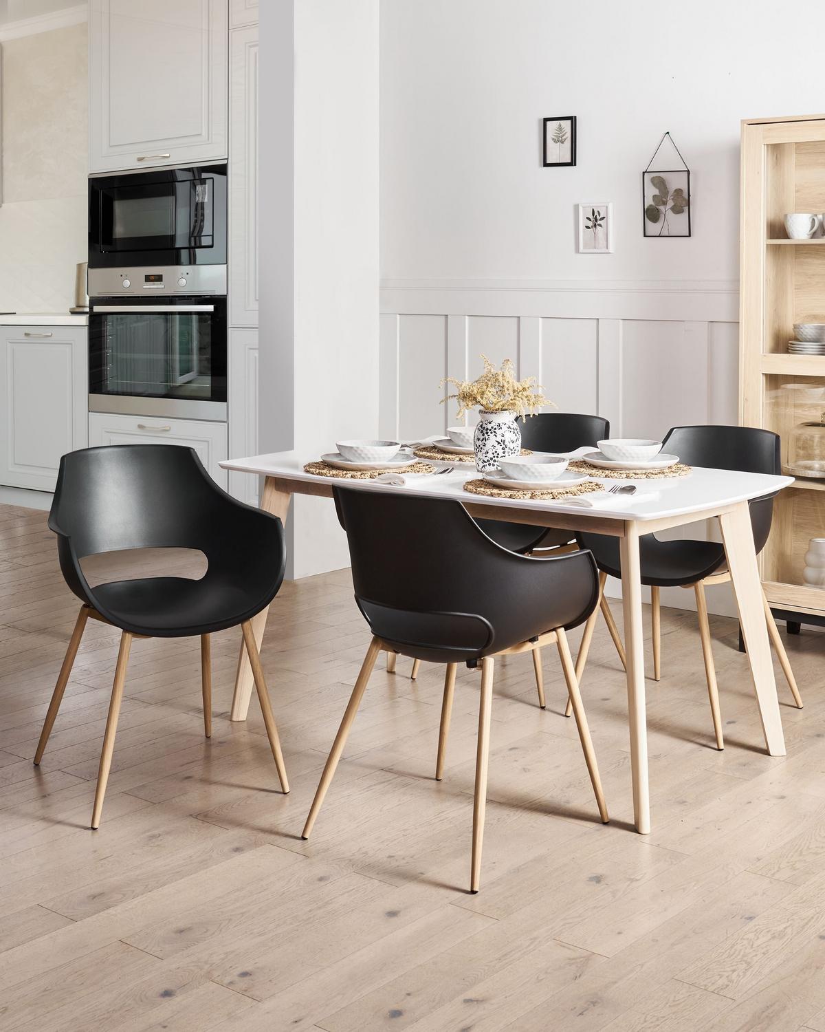 ESSZIMMERSTUHL 4er-Set Schwarz Millers - Schwarz/Braun, Kunststoff (55/82/60cm) - Beliani