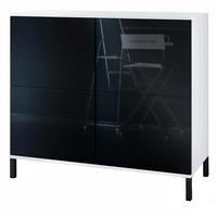 KOMMODE Rova Schwarz Hochglanz - Schwarz Hochglanz, Holzwerkstoff (92.5/83.5/35cm) - Vladon