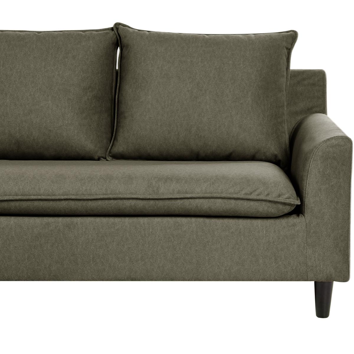 ECKSOFA 3-Sitzer Samtstoff Dunkelgrün rechtsseitig Elvenes - Braun/Grün, Textil (206/140cm) - Beliani