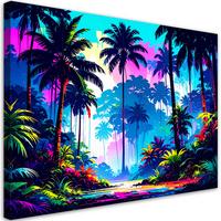 LEINWANDBILD Palmen Dschungel Bunte Abstrakt 60x40cm - Multicolor, Textil (60/40cm) - Feeby