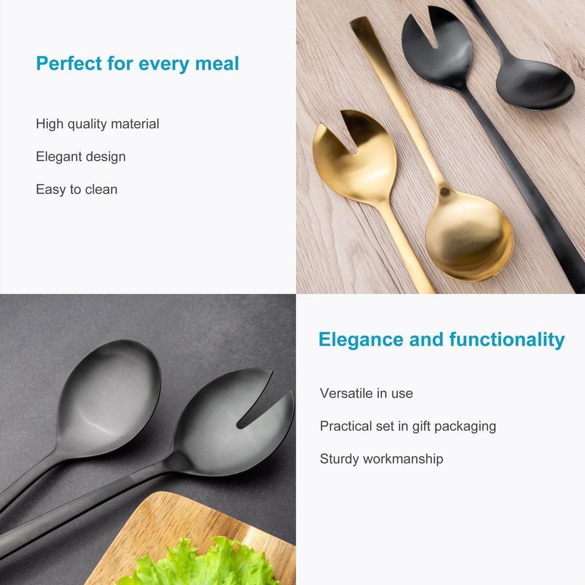 SALATBESTECK 2er-Set Edelstahl 18/0 - Schwarz, Metall - Intirilife