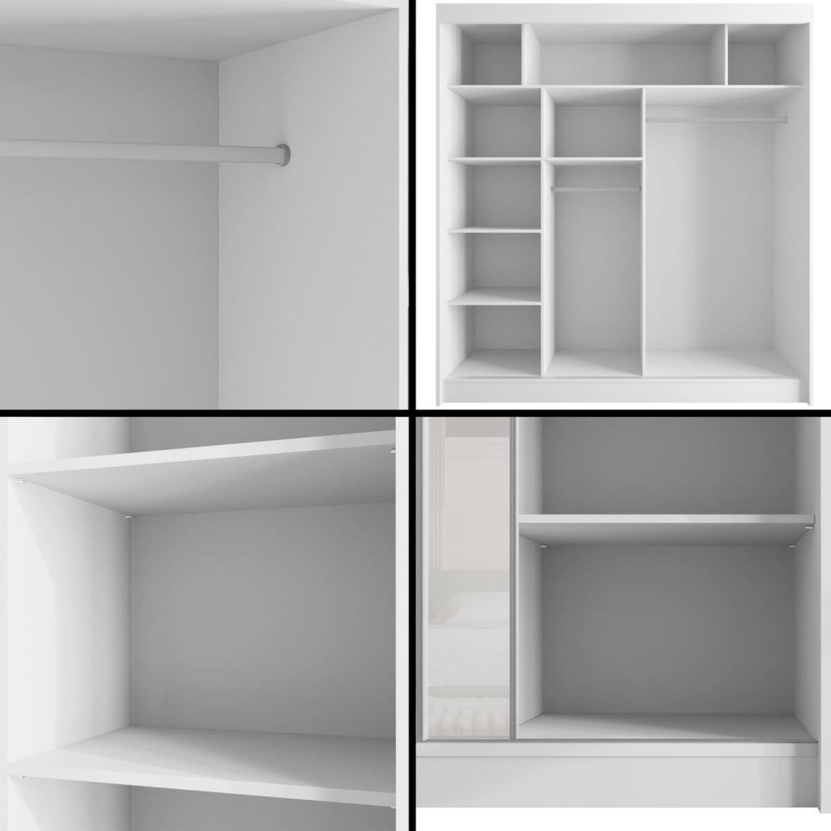 KLEIDERSCHRANK VESLI - 200 cm - Weiß - Weiß, Holzwerkstoff (200/215/61cm) - ALTDECOR