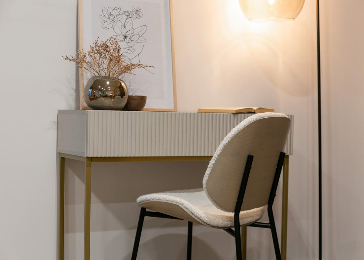 KONSOLENTISCH Veldio Graubeige mit goldenen Beinen 90 cm - Taupe/Greige, Holzwerkstoff/Metall (35.6/90/79cm) - Selsey