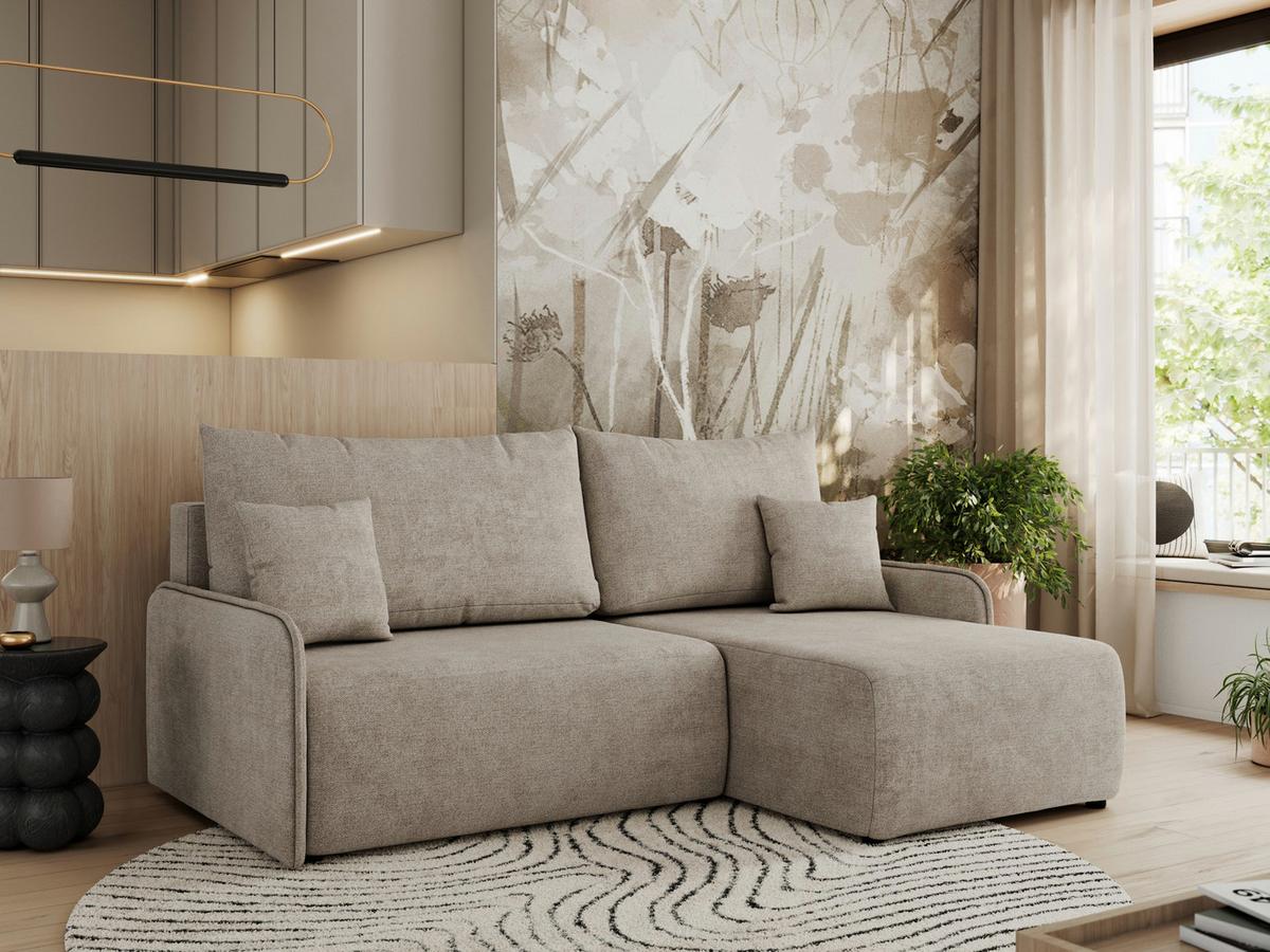 ECKSCHLAFSOFA ARPA L Beige Struktur - rechts - Beige/Schwarz, Kunststoff/Textil (150/198cm) - MKS