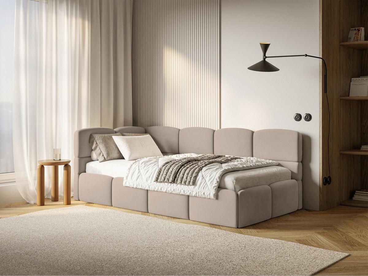 JUGENDBETT Cloudy Beige 120 x 200 cm - Beige/Schwarz, Kunststoff/Textil (120/200cm) - Selsey