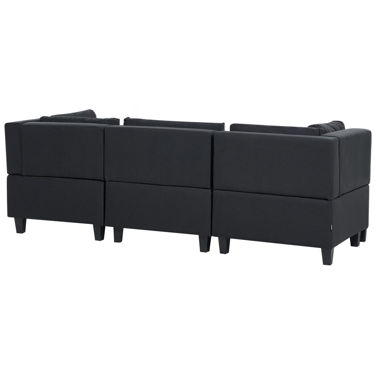 3-SITZER-SOFA Leinenoptik schwarz Unstad - Schwarz, Textil (228/72/76cm) - Beliani