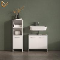 BADEZIMMERMÖBEL-SET Amalfi Weiß 2 Teile - Weiß, Holzwerkstoff (63.8/57/26.3cm) - Livinity®
