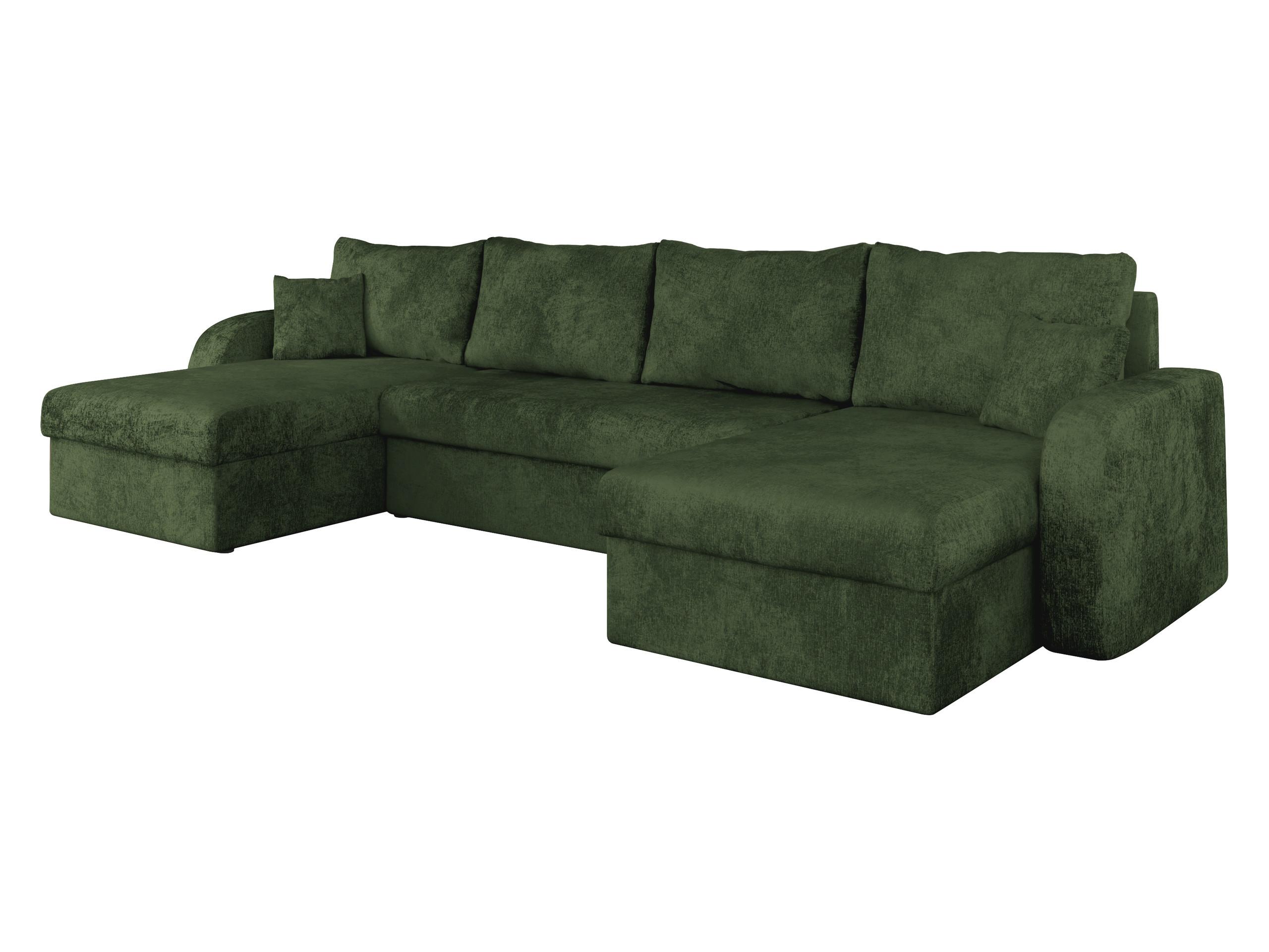 ECKSOFA Kris U Lux - Dunkelgrün/Schwarz, Holz/Kunststoff (304/140cm) - MIRJAN24