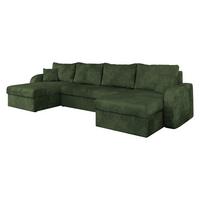 ECKSOFA Kris U Lux - Dunkelgrün/Schwarz, Holz/Kunststoff (304/140cm) - MIRJAN24