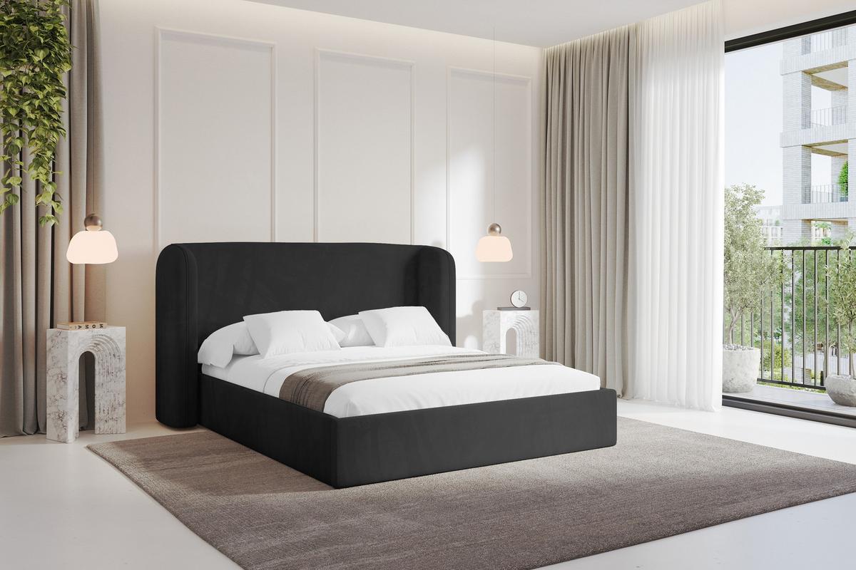 POLSTERBETT mit Bettkasten und Lattenrost, Bett mit Matratze H3/H4 - ESTI 140x200 Schwarz - Schwarz, Holzwerkstoff/Textil (140/200cm) - ALTDECOR
