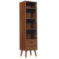 HIGHBOARD Nussbaumholz-Optik mit Glastür, 2 Schubladen & verstellbaren Regalen - Walnussfarben, Holzwerkstoff (39.8/160/35cm) - Urban Meuble