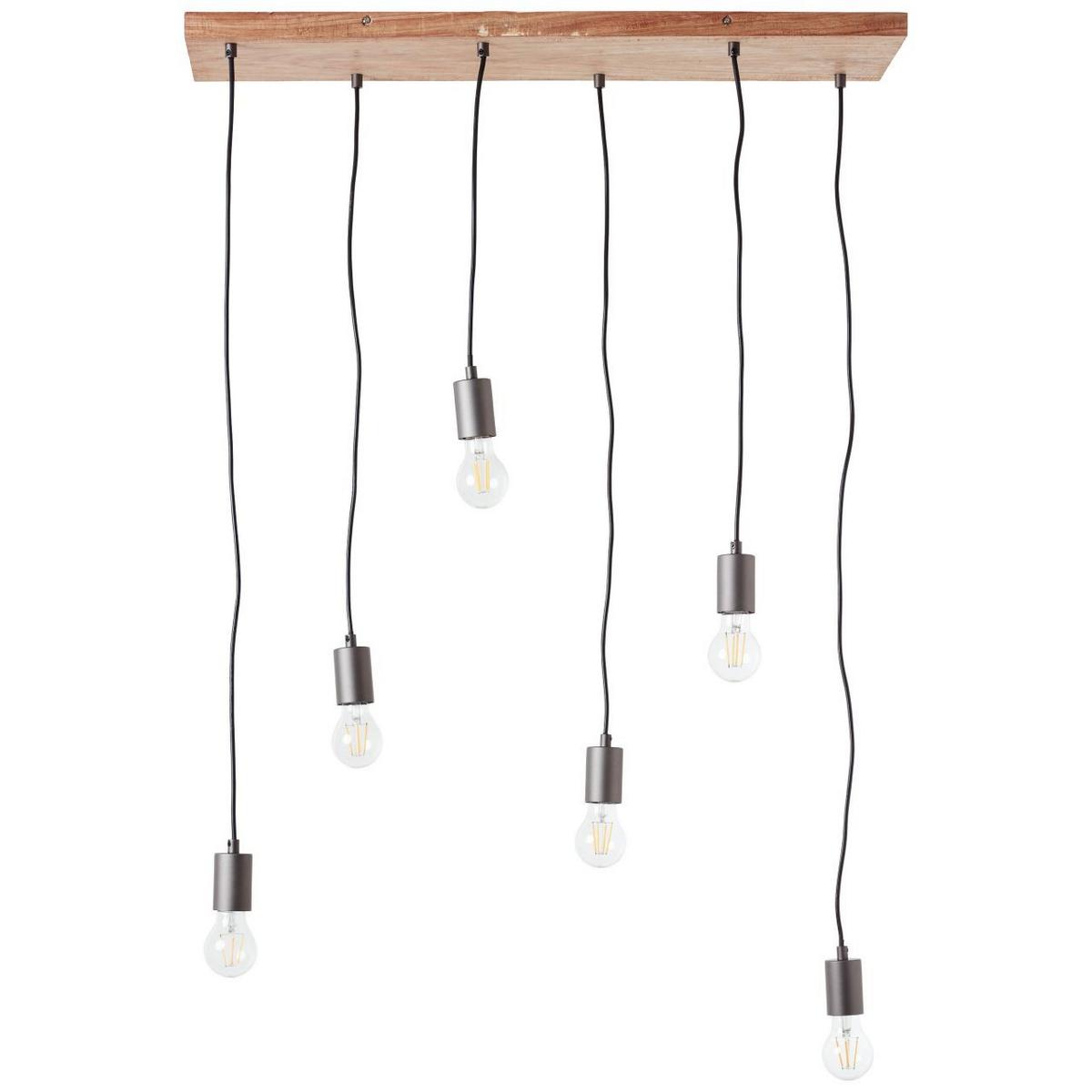 PENDELLEUCHTE Rustik 99542/76 - Schwarz, Holz (25/80/125cm) - Brilliant