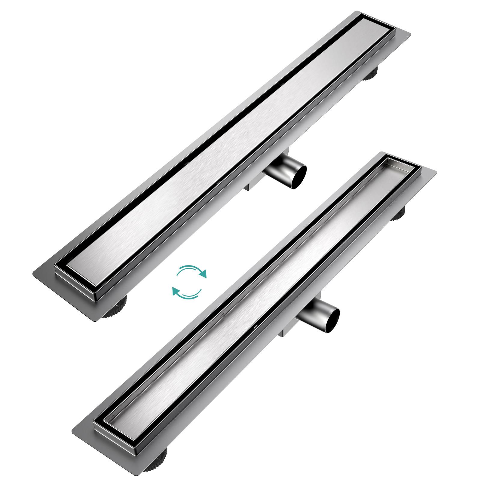 DUSCHRINNE Edelstahl Dusche & Bad 70/11 cm - Chromfarben, Metall (11/9/70cm) - EMKE
