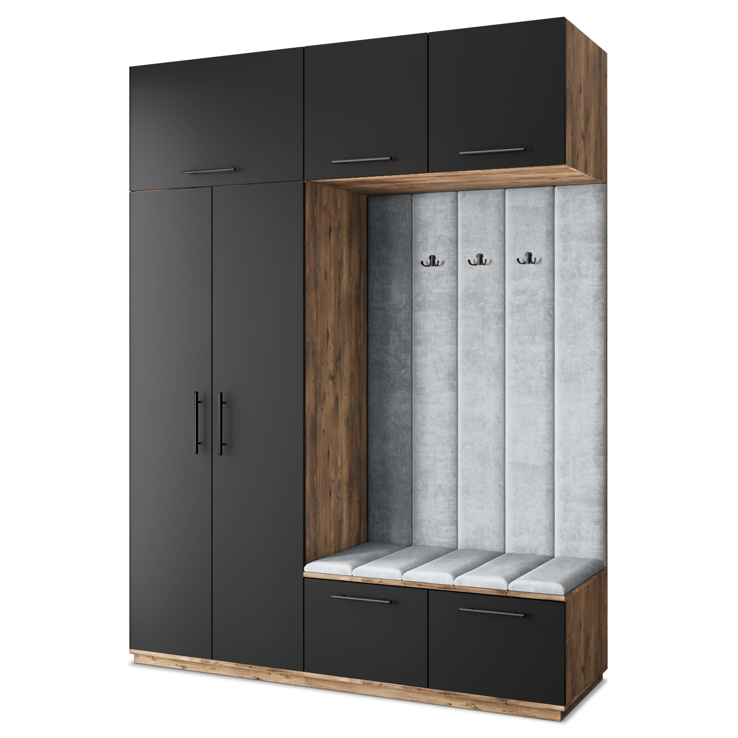 GARDEROBENSCHRANK REMA 180/240/60 cm Modern Eichefarben - Eichefarben/Hellgrau, Holzwerkstoff (180/240/60cm) - MASSENO