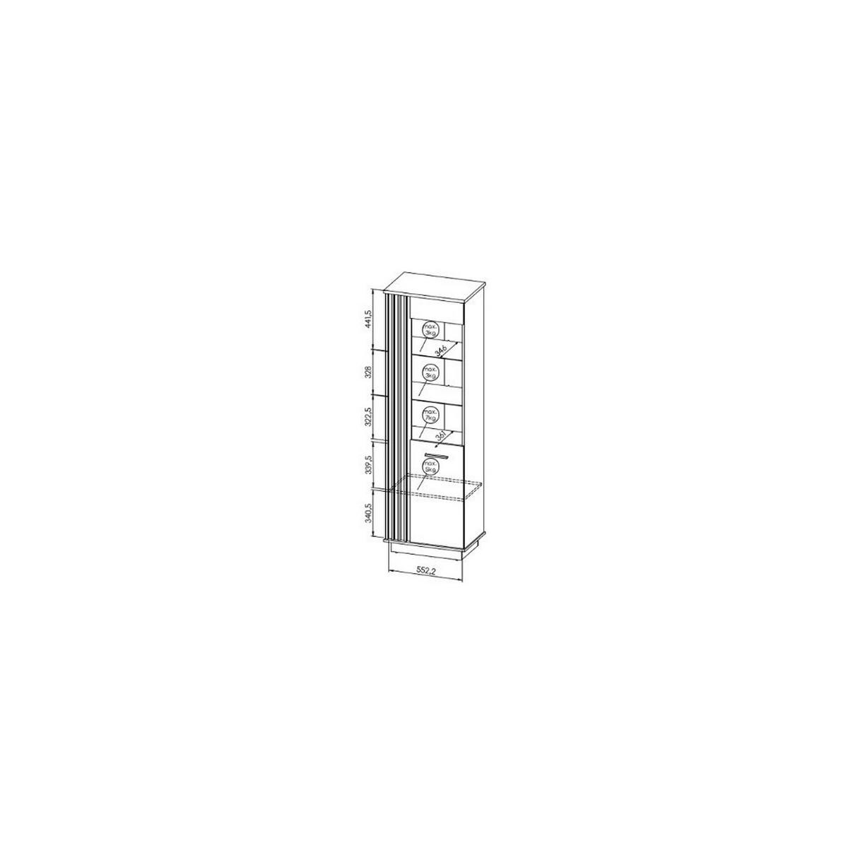 VITRINE KIMA 193,6/60 cm in Eiche Wotan - Braun, Holzwerkstoff (60/193.6/40cm) - MASSENO