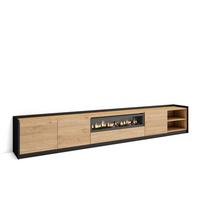 LOWBOARD, Eiche Schwarz, Elektrokamin, 310/37/50cm - Eichefarben, Holzwerkstoff (310/50/37cm) - Skraut Home