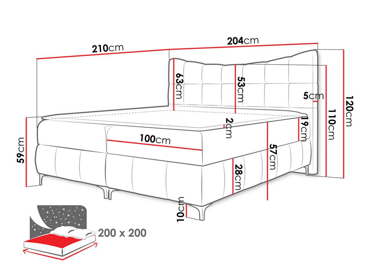 BOXBETT Nova - H3 - Schwarz/Dunkelblau, Holz/Textil (200/200cm) - MIRJAN24