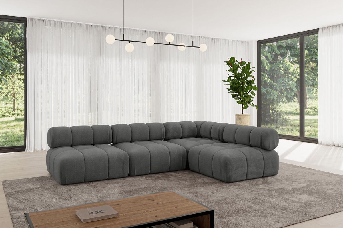 ECKSOFA modulares Sofa Samaro-L2 - 285x190x70 cm Dunkelgrau Velours - Dunkelgrau, Holzwerkstoff/Textil (285/190cm) - ALTDECOR