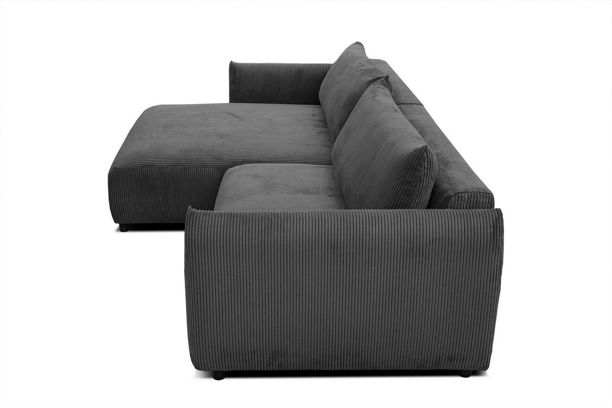 ECKSOFA TAUER 5-Sitzer, dunkelgrau - Dunkelgrau/Schwarz, Holzwerkstoff/Kunststoff (174/292cm) - Wozimo