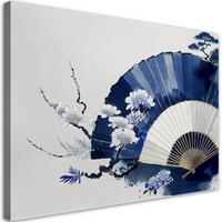 WANDBILD blauer japanischer fächer - Blau, Textil (60/40cm) - Feeby