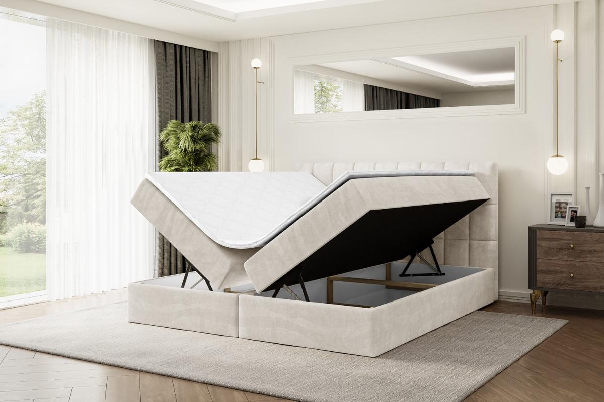 BOXBETT mit Matratze H3 und Lattenrost - MIAMI - 140x200 cm Ecru - Ecru, Holzwerkstoff (140/200cm) - ALTDECOR