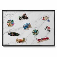MAGNETTAFEL 60x40 cm Schwarzer Rahmen Zarter Hellmarmor - Eiche Bianco, Metall (60/50/0.4cm) - TULUP