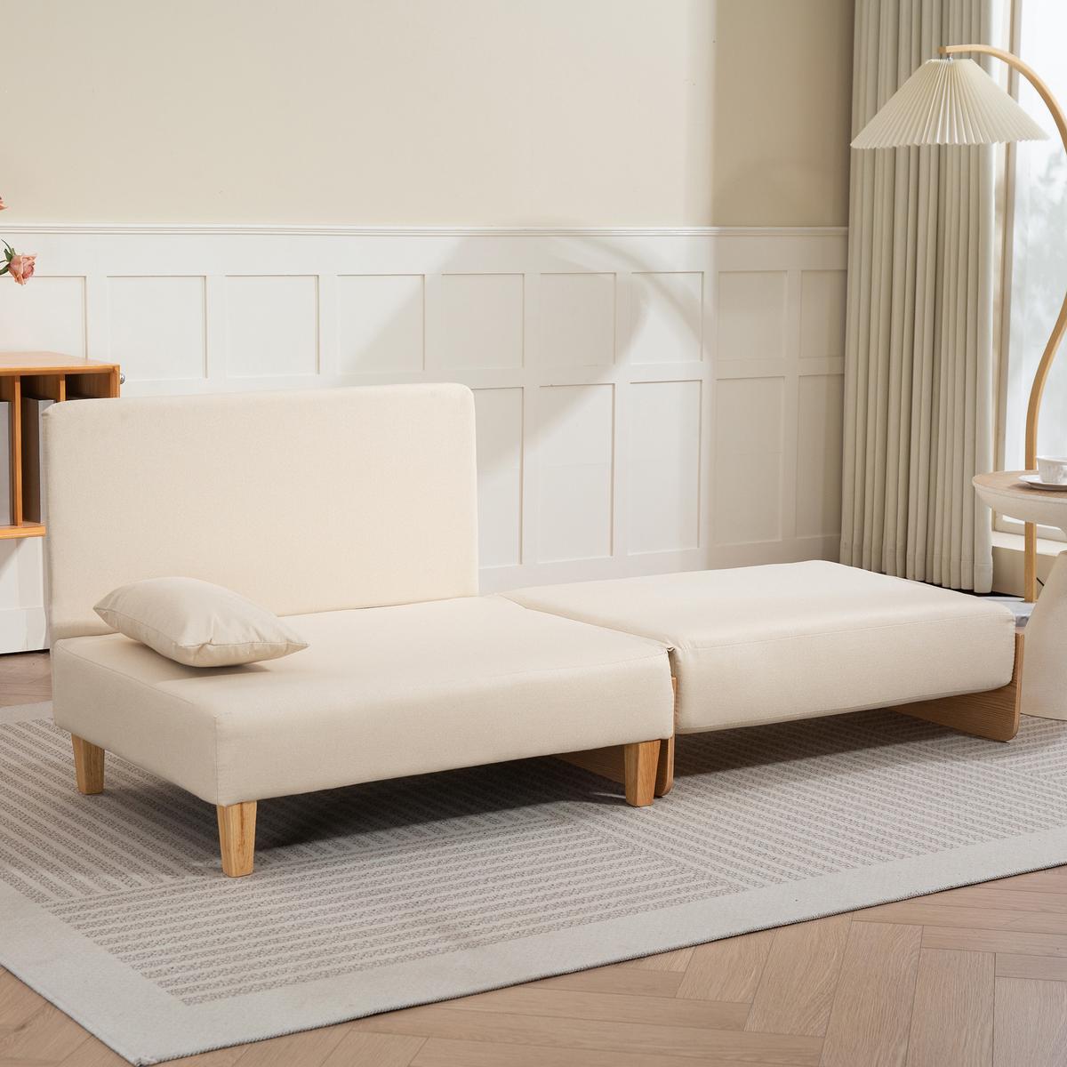SCHLAFSOFA Seinlus - Beige, Holz/Holzwerkstoff (88/47/68cm) - [en.casa]