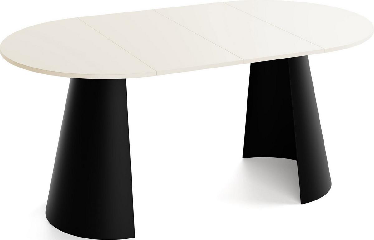 ESSTISCH Lamio runder ausziehbarer, Beige Cashmere 100-180/100/76 cm - Kaschmir/Beige, Holzwerkstoff/Metall (100/176/76cm) - WFL GROUP